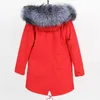 Parka invernale da donna con colletto argento lungo naturale in vera pelliccia Giacca da donna in pelliccia 201126