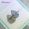 Elsieunee 925 Sterling Silver Pear Cut Created Moissanite Zircon Gemstone White Gold Color Wedding Ring Fine Smycken Hela B125505063