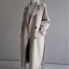 Winter Beige Elegant Wool Coat Women Korean Fashion Black Long Coats Basic Minimalist Woolen Overcoat Warmness Oversize Outwear 201214