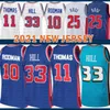 2021 New Grant 33 Hill Basketball Jersey Dennis 10 Rodman Mens Isiah 11 Thomas Mesh Retro Derrick 25 Rose Cheap Black