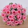 18 Heads Lover Rose Artificial Flowers Bridal Hand-Holding Flower Home Office Wedding Table Centerpiece Rose Bouquet Decoration