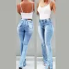 Kobiety Wysoka Talia Denim Jeans Stretch Slim Bell Dolne Spodnie Retro Flare Spodnie 2020 Street Moda Pantalones Vintage -opk LJ201029