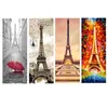 Creative Paris Pattern Self-adhesive Vinyl Fridge Stickers Mural Vintage Refrigerator Sticker Door Cover Kitchen Furniture Decor 210310