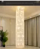 American Modern Long K9 Crystal Chandeliers LED Light European Villa Loft Chandelier Lights Fixture Stairway Home Indoor Lighting Height900cm 700cm 500cm 300cm