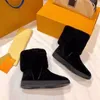 Kvinnor Snowdrop Flat Ankel Boots Triple Black Vit Brun Läder Kvinnor Mode Platform Booties Lady Winter Snow Martin Boot Outdoor