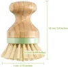 Bambu madeira redonda mini palm scrub pincha rígida cerdas molhadas lavagem lavar louça panelas panelas rrd13072