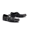 Chaussures Oxford italiennes en cuir véritable pour hommes, chaussures à bout carré imprimées, chaussures habillées formelles d'affaires