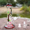 Narghilè Perc dritti che si illuminano al buio Olio Dab Rigs Bong in vetro spesso 5 mm Mashroom Gufo Decalcomanie viola Tubi dell'acqua Downstem diffuso da 18 mm