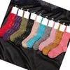 NOVA CHEGA GLITTER GLITTER SOCKS MULHER GIRL LETRA SOCKS COM TAG TAG MATHA MATHERIA Hosiery High Quality5464840