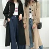 Mulheres outono de manga longa manta casaco fêmea cardigã de bolso straight breakbreaker manteau femme hiver sobretudo 201030