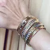 Bracelet de couleur or pour femmes, Micro pavé arc-en-ciel, CZ coloré, tendance, bijoux féminins, diamètre intérieur 60MM, 2021