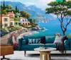 3D Özel Duvar Akdeniz Yağlıboya Duvar Kağıtları Dekorasyon 5D Oturma Odası Kanepe TV Arka Plan Duvar Peyzaj Duvar Kağıdı
