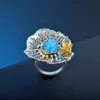 Anéis de borboleta de flor de jóias de moda para mulheres adolescentes meninas cristal declaração compromisso promessa de casamento anel de casamento 2 cores seleção tamanho (6-9)