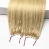 新しいミニチュアかぎ針編みの小さな円の羽毛ラインヘアエクステンション未加工されていない高品質100本物の髪全体9214070