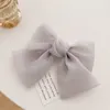 Kobiety Organza Solid Color Bowknot Hair Class Handmade Barrettes Big Bow Hairpins Yarn Ponytail Top Clip Fryzury