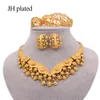 Ensembles de bijoux de luxe pour femmes Dubai mariage couleur or collier boucles d'oreilles bracelet bague mariée indien Nigeria cadeaux africains ensemble 201215