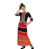 Thailand Ethnic clothing Women's elegant outfit festival Dance Performance wear Tops and Skirt set embroidered Asian costume