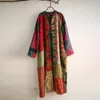 Johnature Women Print Floral Vintage Coats 가을 새로운 스탠드 긴 소매 느슨한 중국 스타일면 린넨 트렌치 코트 201028