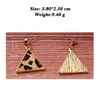 New Design 14K Gold Plated Triangle Stud Earrings Women Custom Cheetah Leopard Geometric Leather Drop Statement Earrings Party Jewelry