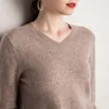 Maglioni lavorati a maglia in cashmere di capra 100% pullover da donna 15 colori scollo a V morbidi maglioni da donna di alta qualità vestiti da donna 210203