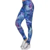 Nuove ghette delle donne di modo foglie tropicali stampa blu fitness legging sexy silm legins vita alta stretch pantaloni pantaloni 201202