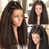 Obearbetad brasiliansk kinky rak mänskligt hår peruk yaki stil 180% 13 * 4 spets frontal