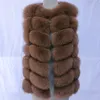 Fox Ladies зимняя осень теплый из натуральных женщин настоящий жилет подлинное пальто меховой шерсти 201103