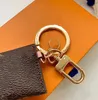 Designer Letter Wallet Keychain Keyring Fashion Purse Pendant Car Chain Charm Brown Flower Mini Bag Trinket Gifts Accessories no box