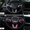 4 Uds ABS embellecedor para volante Kit de emblema pegatina decoración cubierta para Dodge Charger /Challenger 2015+ accesorios interiores rosa