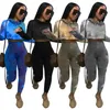 Kobiety Stroje Przypadkowe dorywczo Bluzy 2 sztuki Zestaw Z Długim Rękawem Crop Top + Bodycon Spodnie Sportowe Jogger Garnitury Casual Sportswear 3758