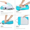 Storage Bags Travel 50% Compression Expandable Packing Cubes Luggage Organizer Bag 3 Pieces Set2116