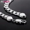 Aglover 925 STERLING Gümüş Küba Zinciri 12mm 18202224262830 İnç Yan Zincir Kolye Kadın Erkek Moda Takı Hediyesi 9156936