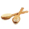 2 em 1 dupla face bristles naturais escova Scrubber Long Handle Hand de madeira chuveiro escova de banho massagem massagem escovas de volta fácil limpo wly bh4564
