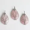 Natuursteen Healing Crystal Tree of Life Charms Waterdrop Hangers Rose Quartz Silver Copper Wire Wrapped Trendy Sieraden Maken Kettingen Groothandel