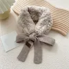 Fashion Crochet stickad halsduk höst vinter varmare faux päls halsdukar för kvinnor plysch sjal foulard femme krage nacke varmare