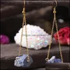 Dingle ljuskrona irrear naturlig kristallsten guldpläterad handgjorda örhängen dingle party klubbdekor smycken för kvinnor flicka