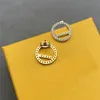 Cute Letter Diamond Charm Earrings Ladies Crystal Circle Studs Women Rhinestone Dangler Temperament With Box