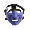 Scary Smiling Ghost Half Face Mask Shape Adjustable (Tactical) Headwear Protection Halloween Costumes Accessories GD1037