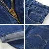 Män Business Jeans Klassisk Vår Höst Manlig Bomull Straight Stretch Brand Denim Byxor Sommar Overaller Slim Fit Trousers 2021 G0104