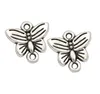 200Pcs Antique Silver Butterfly Connectors Pendant Charms For necklace Jewelry Making findings 14mm