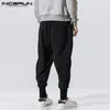 INCERUN hommes sarouel cordon coton Joggers solide 2020 Streetwear pantalon à entrejambe hommes Baggy pantalon de survêtement décontracté S-5XL1280p