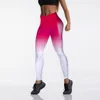 Nuovo stile di moda Autunno gradiente leggings a vita alta per le donne Abbigliamento sportivo Outdoor Push Up Forza elastica Leggings skinny 201202