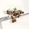 Pins, Brooches Vintage Enamel Lotus Flower Green Plant Pearls Pin Leaf Blueberry Cherry Bamboo Brooch For Women Jewelry Gift