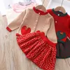 Baby Girls Winter Clothes 2022 Koszulka sweter z dzianiny Koszulka z kwiatowym spódnicem Dwuczęściowy 1-5 lat Jesień Dzieci Dziewczyna Odzież Ustaw G0119