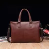 Luxurys Designers New Men Shoulder Briefcase Brown Leather Handbag Business Women Laptop Bag Messenger Bag