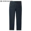 Giordano Homens Jeans Denim Jeans Elastic Mid Rise Pés Estreitos Qualidade Algodão Denim Jeans Pantalones Whiskering Denim Roupas 201118