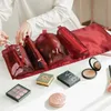 Bolsa de cosméticos portátil de dobragem multifuncional de grande capacidade 6 cores Saco de malha de malha destacável Bolsa de higieness Red Cosmetics Hanging238k