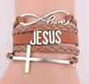 Moda cuero cristiano infinito amor boda brazalete hecho a mano I Love Jesus Bracel jllLey carshop2006