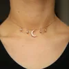Chaines délicat Moon Star Charm CZ New Fashion Trendy Jewelry Choker Collier For Women Girl 925 Sterling Silver4941683
