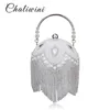 Nappa moda donna perla in rilievo di cristallo da sera da sposa palla da polso borsa rotonda pochette borsa Y201224